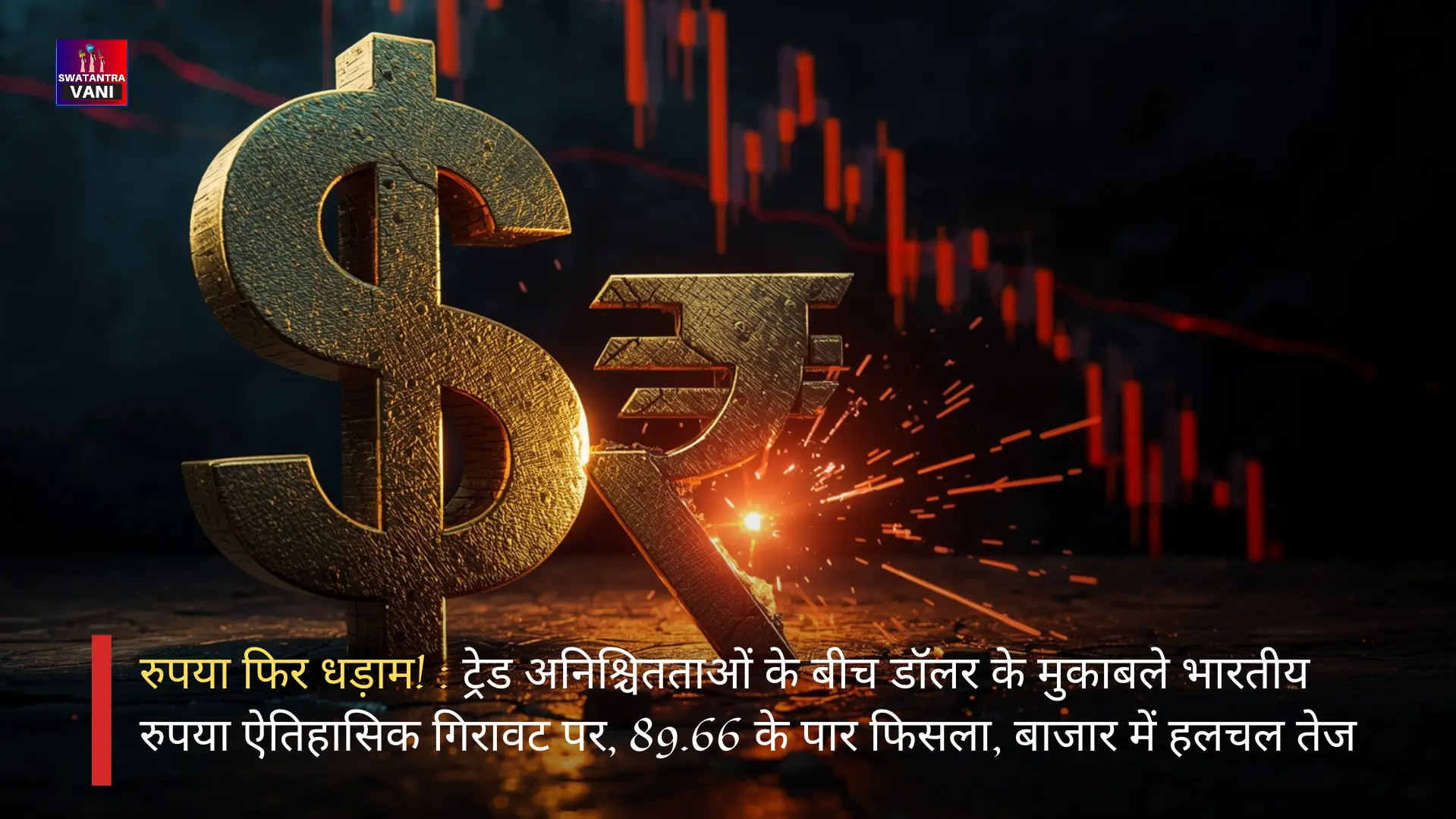 रुपया फिर धड़ाम! : डॉलर के मुकाबले भारतीय रुपया ऐतिहासिक गिरावट