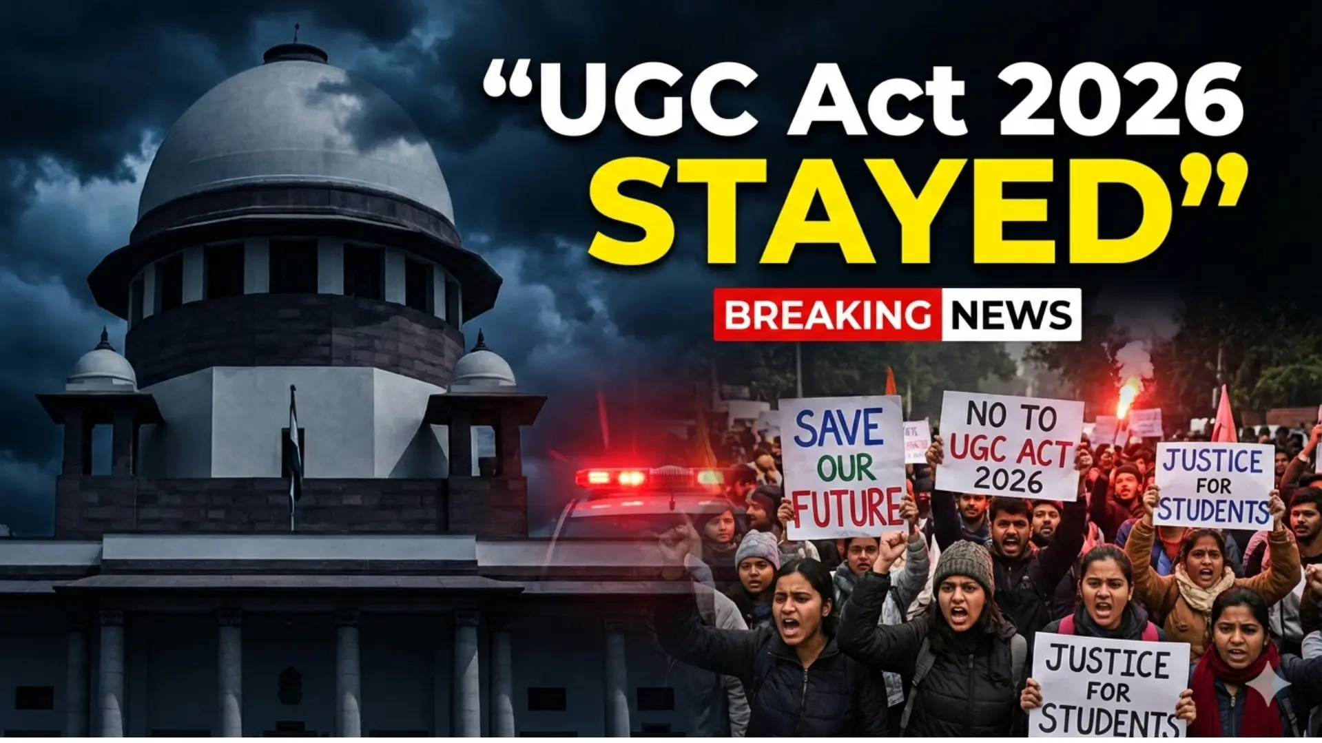 UGC Act 2026 सुप्रीम कोर्ट ने नए UGC Equity नियमों पर रोक लगाई